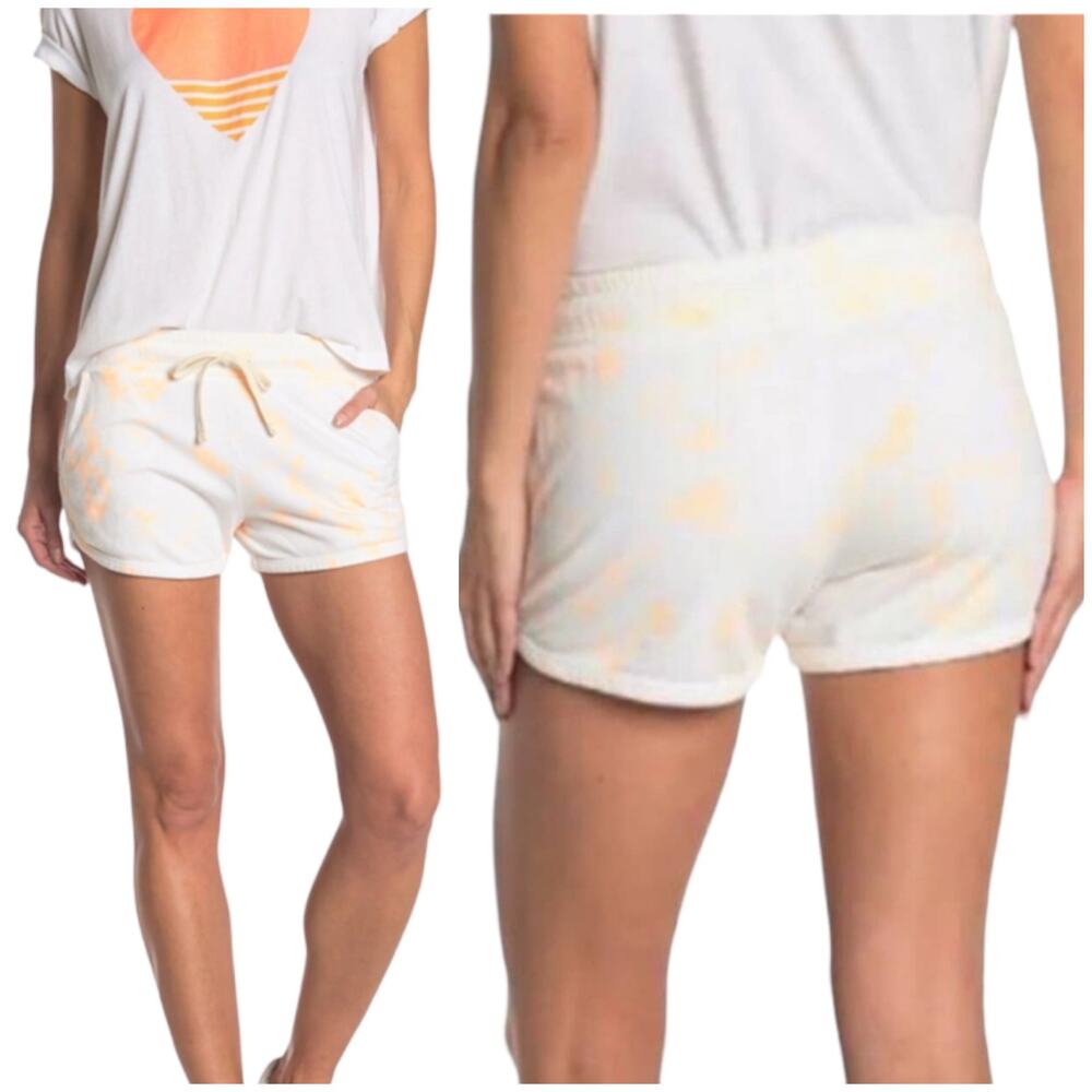 Sundry NWT Tie Dye Dolphin Shorts In Pop Orange Size 1 Small Drawstring Waist